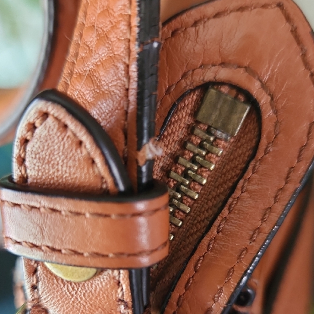 LOW START Cole Haan Saddle Crossbody Bag in Tan Brown with Tassel - Picture 7 of 15